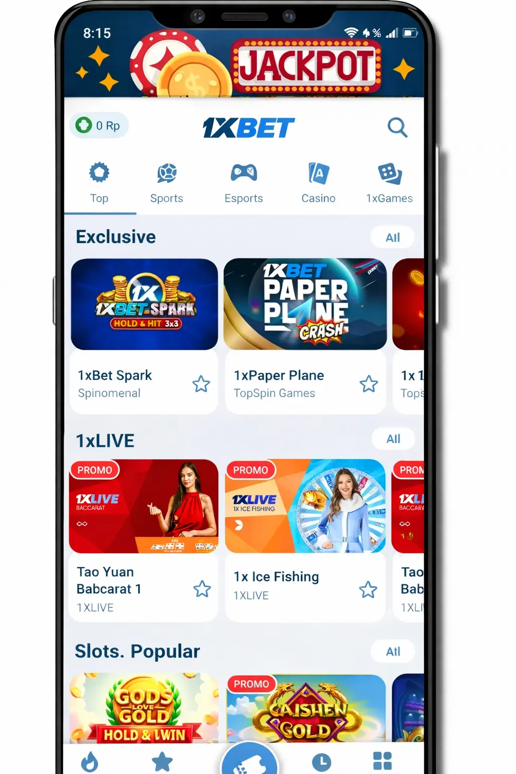 	Kasino 1xBet dan game crash di aplikasi